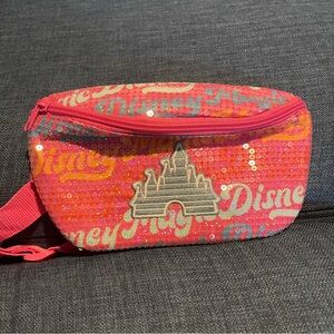 Disney parks castle sparkling pink sequin belt bag